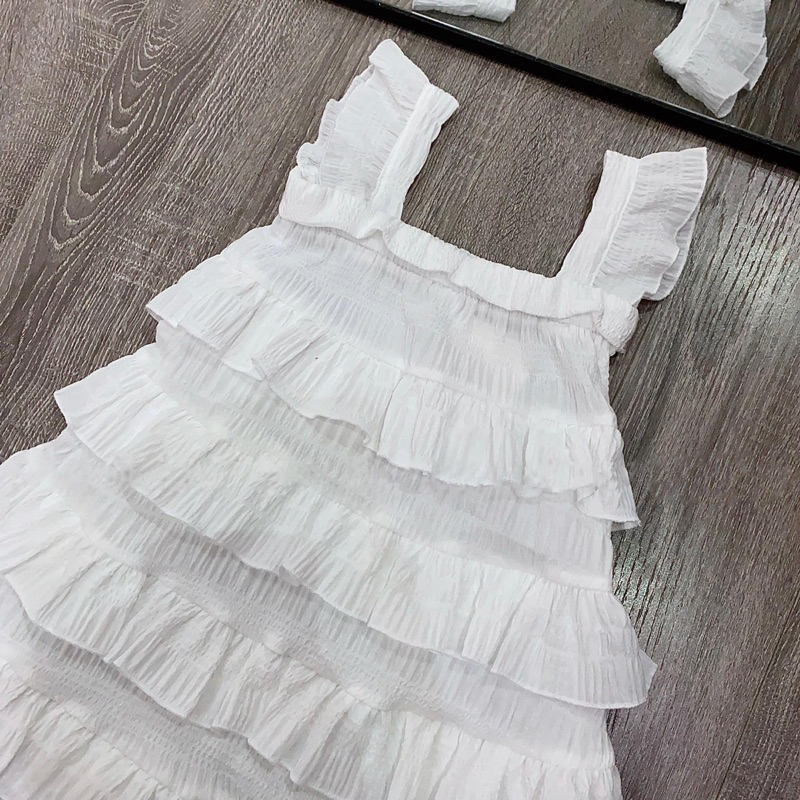 Đầm Melisa trắng nhiều tầng bé gái siêu đẹp