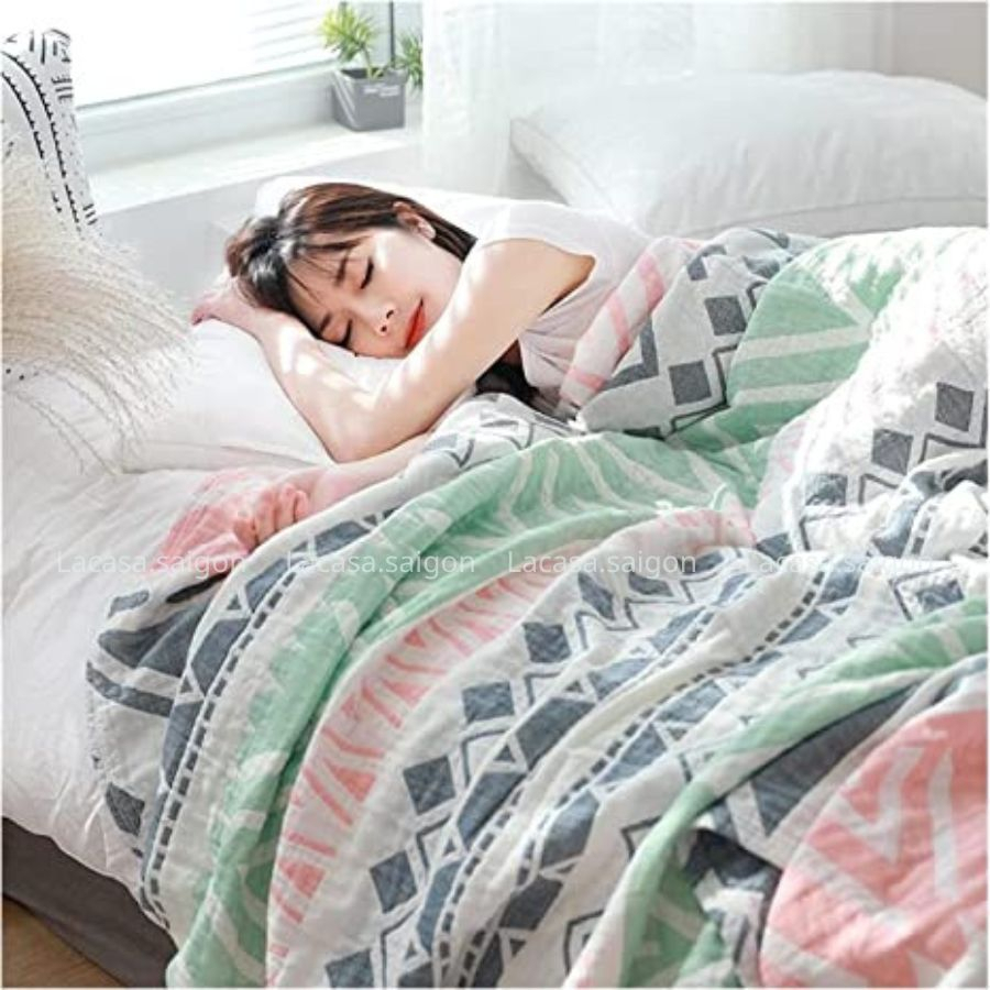 Chăn mền mùa hè vải xô sợi cotton 3 lớp gọn nhẹ cho dân văn phòng/ Bamboo Gauze Bedding Blanket Office Sleeping