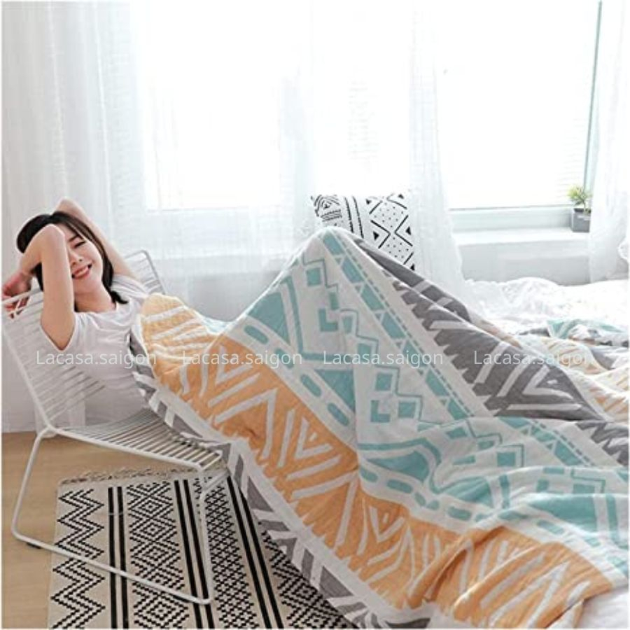Chăn mền mùa hè vải xô sợi cotton 3 lớp gọn nhẹ cho dân văn phòng/ Bamboo Gauze Bedding Blanket Office Sleeping