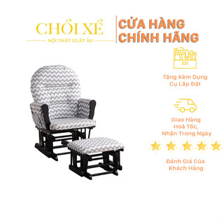 Bộ Ghế Thư Giãn Brisbane Gilder & Ottoman Set Gray Chevon & Black - Chổi Xể