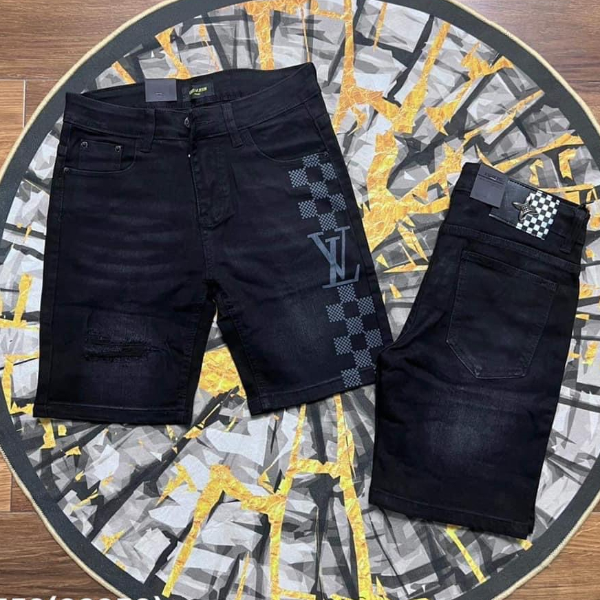 Quần short jean nam mẫu mới phối họa tiết trẻ trung sang trọng chuẩn form phong cách