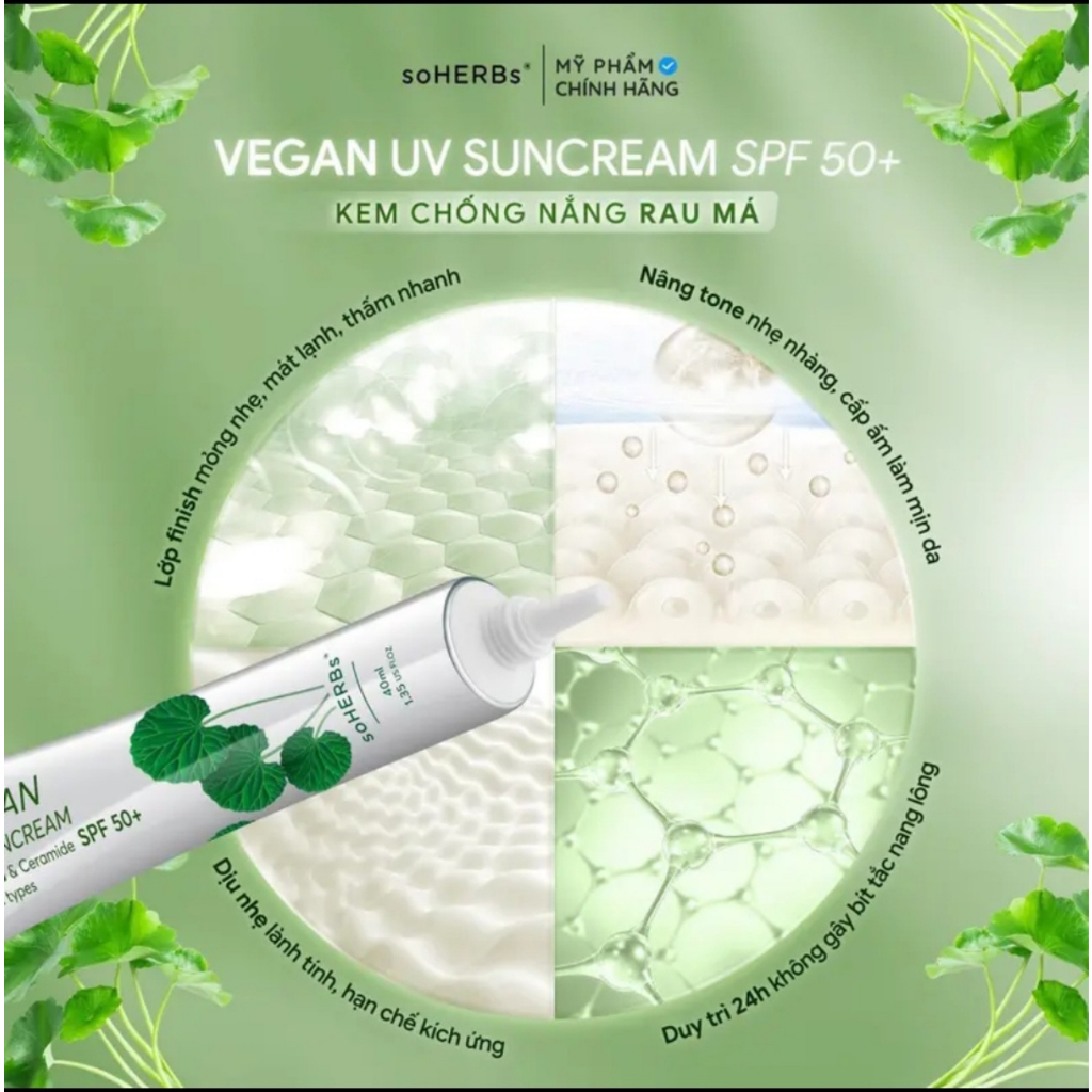 Kem Chống Nắng Cho Da Nhạy Cảm SOHERBS VEGAN UV SUNCREAM 40ml