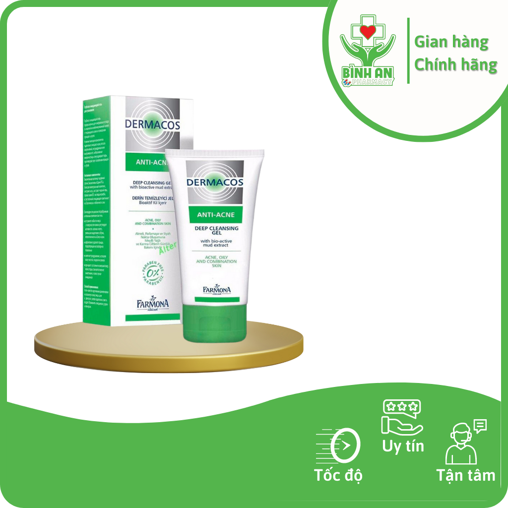 Sữa rửa mặt Dermacos Anti-Acne Deep Cleansing Gel 150ml làm sạch sâu cho da dầu - NT Bình An
