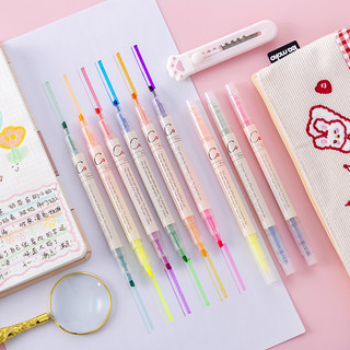 Enjoymore Bộ 6 Bút 12 Màu Highlight Đánh Dấu Chất Lượng Cao 2 Đầu Huỳnh Quang Set Lông Dạ Quang