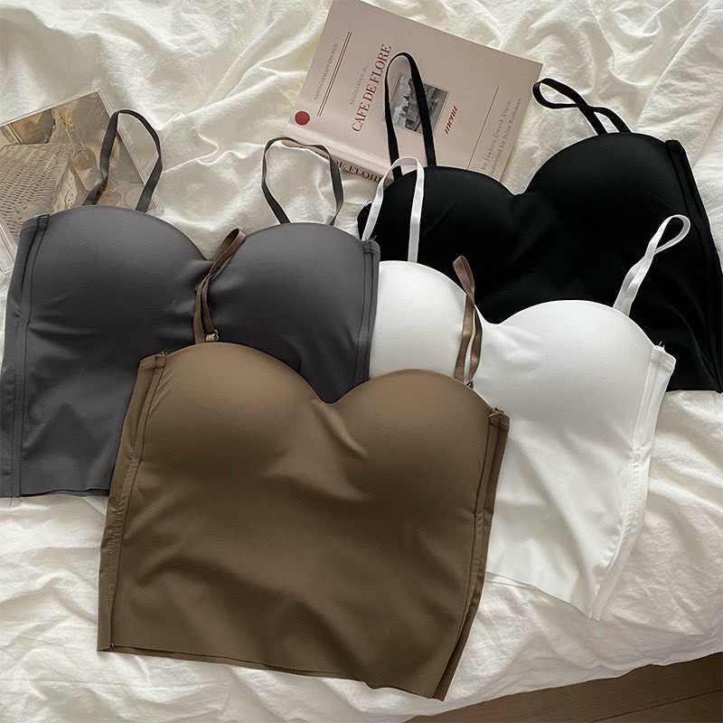 Bra áo 2 dây su lạnh có đệm ngực liền[ sẵn hàng]