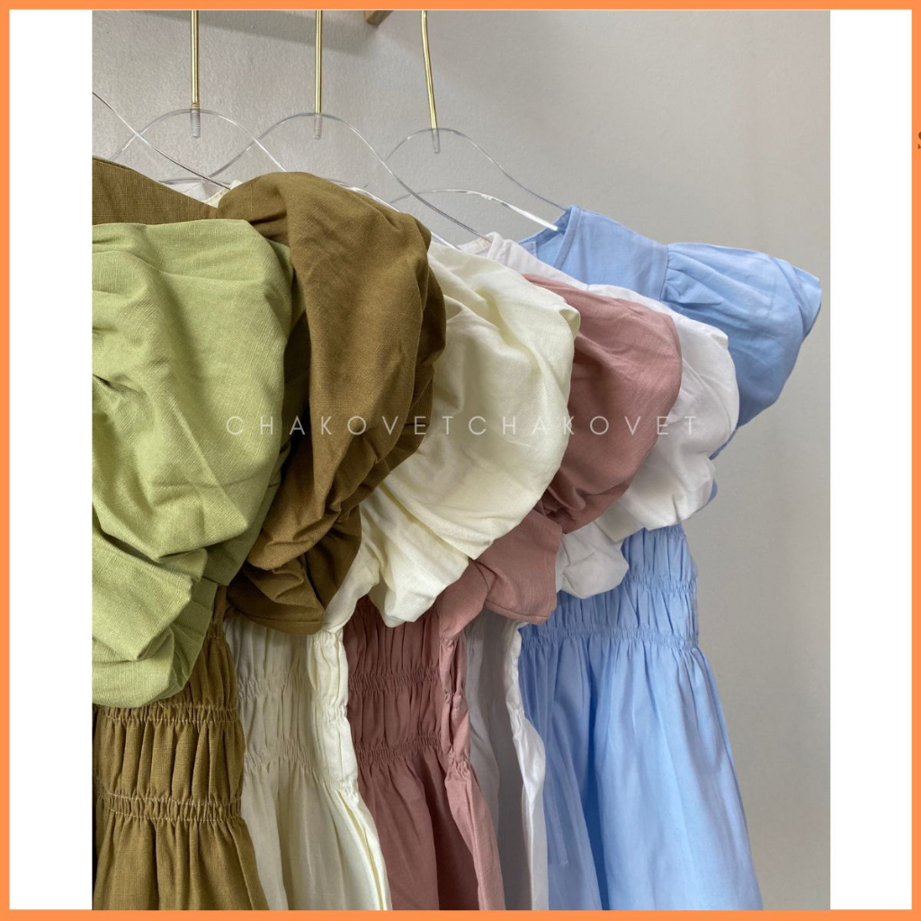 Áo babydoll tay phồng dáng xoè bo chun mix dây thắt nơ siêu xinh đi học đi chơi freesize dưới 56kg A8654 - CHAKOVET