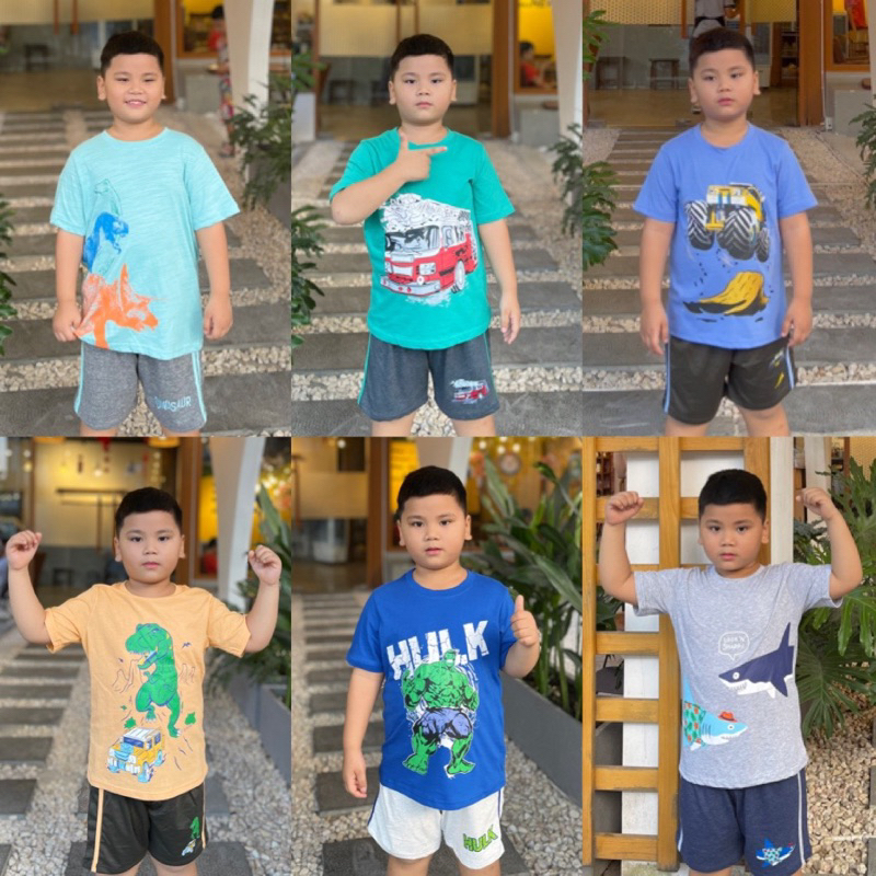 Đồ bộ bé trai size đại xuất dư ngắn tay chất cotton Dragon Kids
