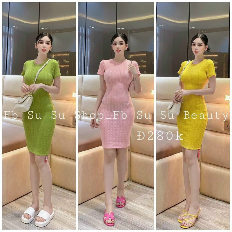 Đầm body thun gân tôn dáng TRIPBLE T DRESS - Free size dưới 54kg