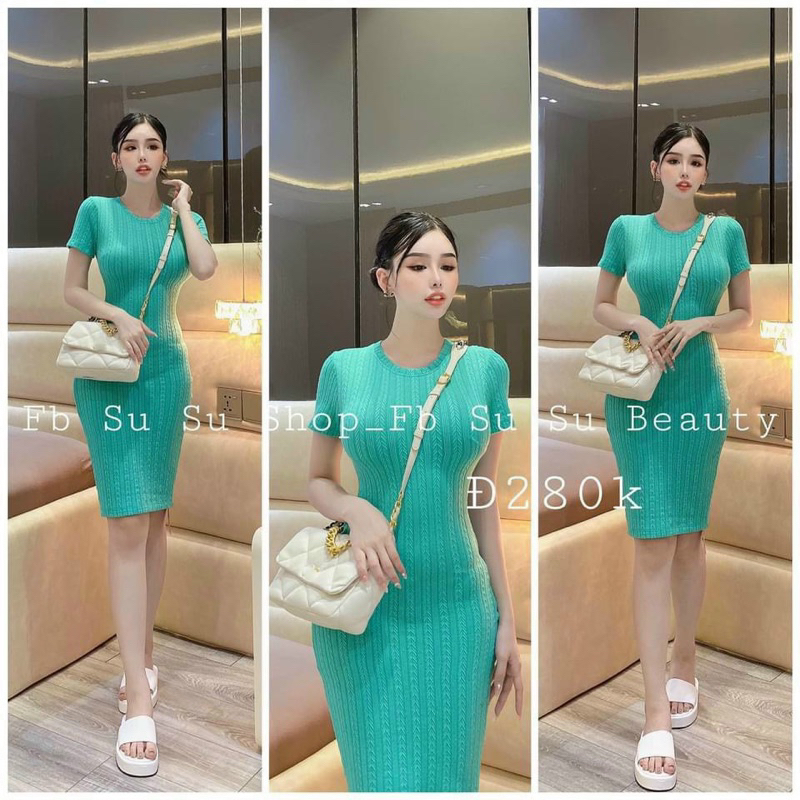 Đầm body thun gân tôn dáng TRIPBLE T DRESS - Free size dưới 54kg