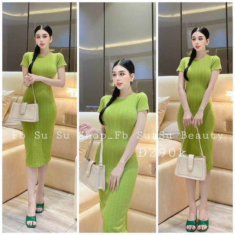 Đầm body thun gân tôn dáng TRIPBLE T DRESS - Free size dưới 54kg