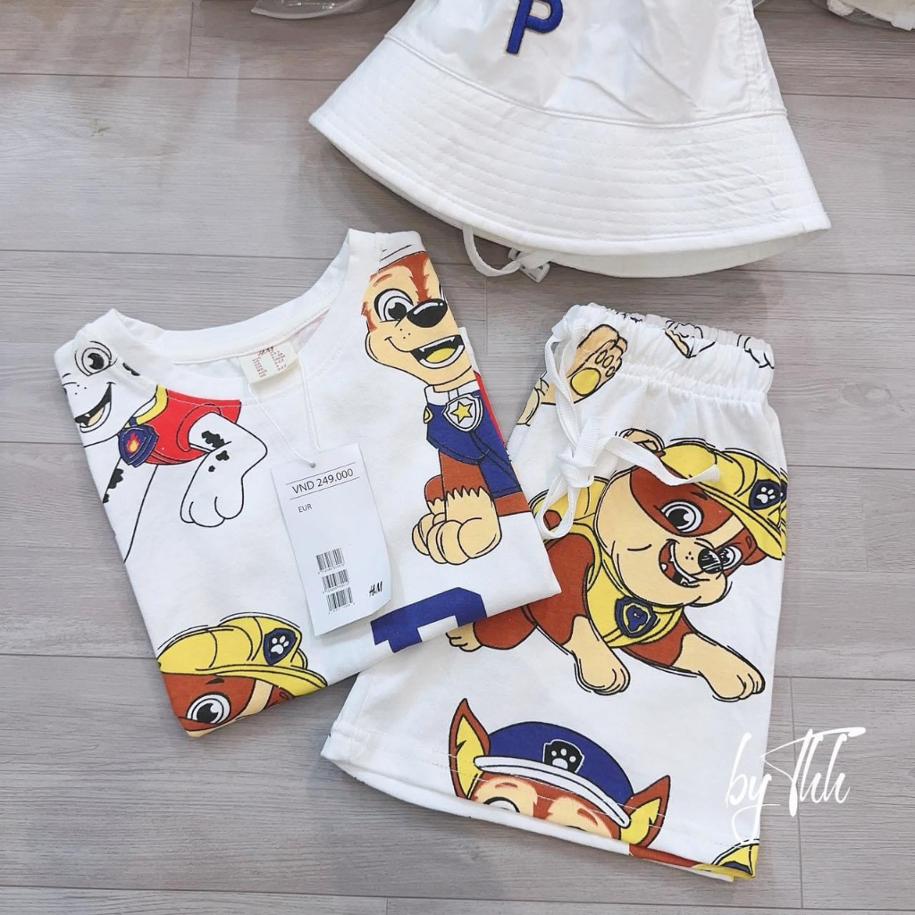 Bộ HM họa tiết hoạt hình đáng yêu chất thun cotton 100% mới nhất cho bé trai và bé gái  SHOP BÔM BÔM KIDS