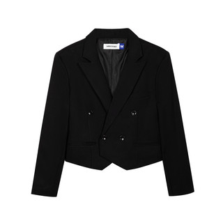 Áo khoác blazer crop unisex màu đen