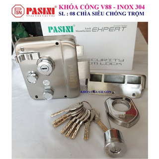 [Hỏa tốc HCM] KHOÁ CỔNG PASINI CAO CẤP V88 INOX 304 - BH 12 tháng