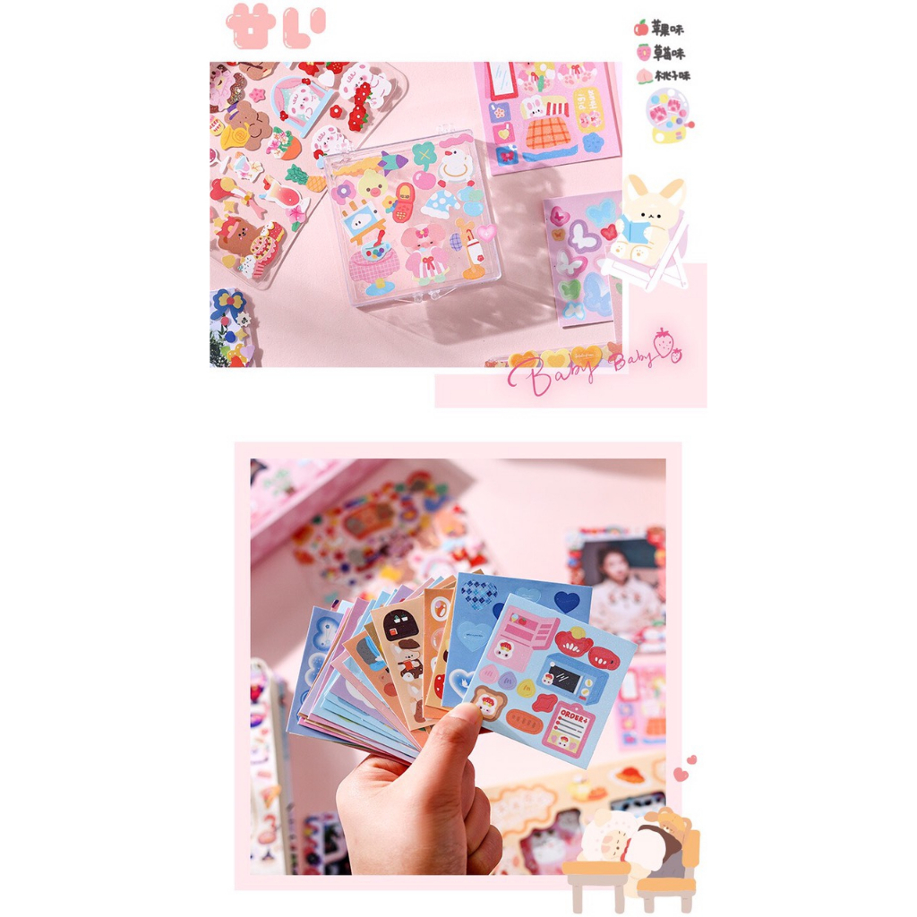 Set hộp 50 tấm sticker lấp lánh trang trí toploader Kami Store