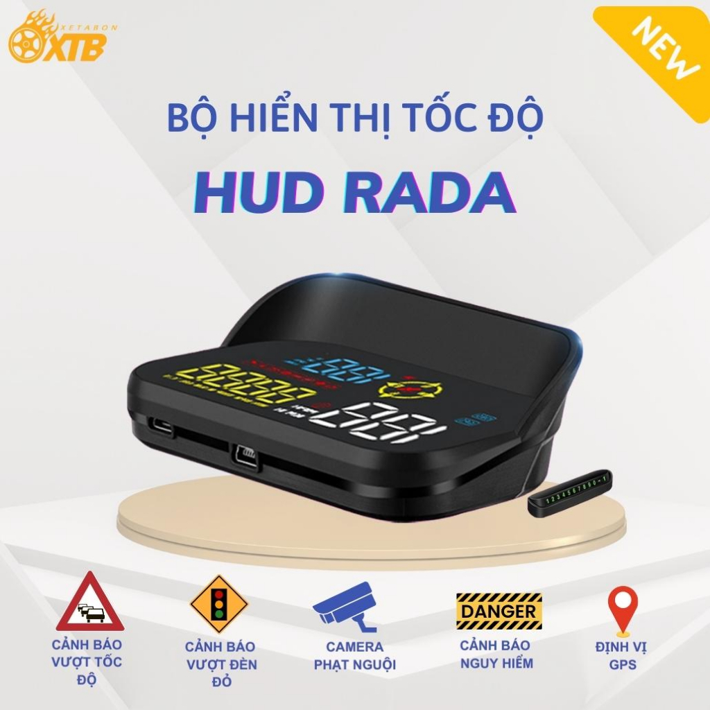 Bộ HUD RADA ô tô OBD GPS Hiển Thị Tốc Độ Thông Tin Lên Trên Kính Lái chính hãng Xetabon