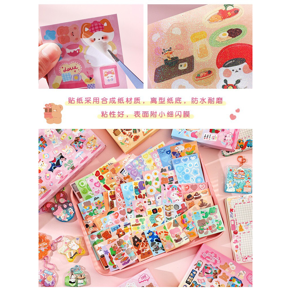 Set hộp 50 tấm sticker lấp lánh trang trí toploader Kami Store