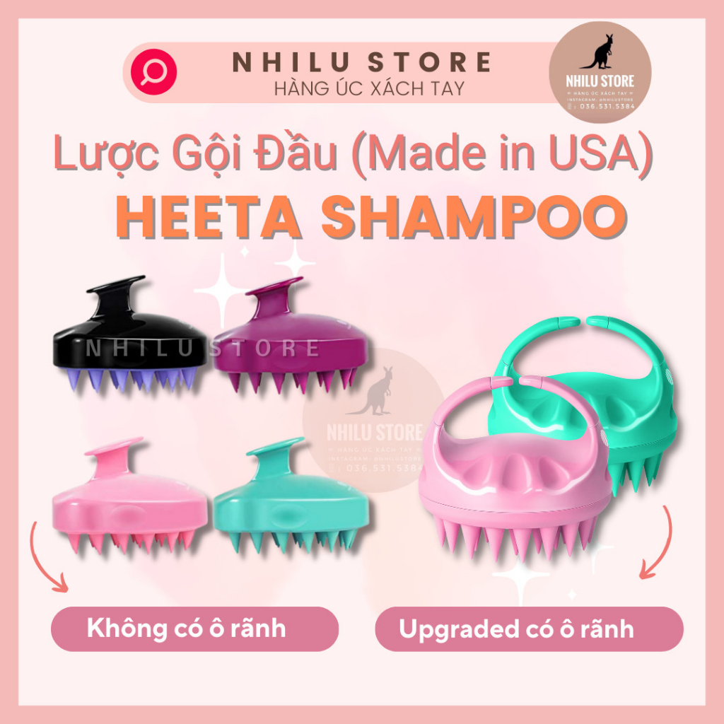 Lược Gội Đầu 𝑯𝒆𝒆𝒕𝒂 𝑺𝒉𝒂𝒎𝒑𝒐𝒐 🇺🇸 Bill Mỹ ( Màu ngẫu nhiên )