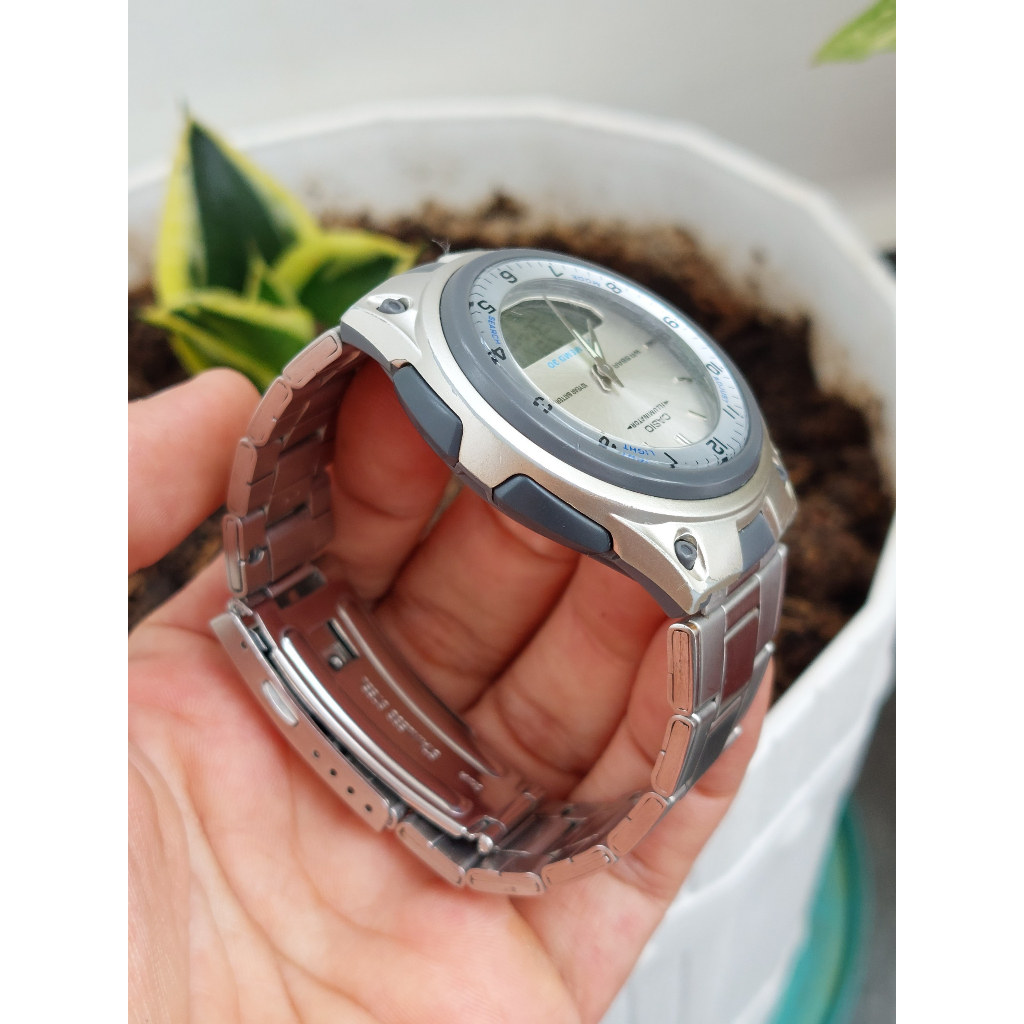 Đồng hồ nam Casio Telememo AW.80 dây thép 2 máy chạy pin hàng Si