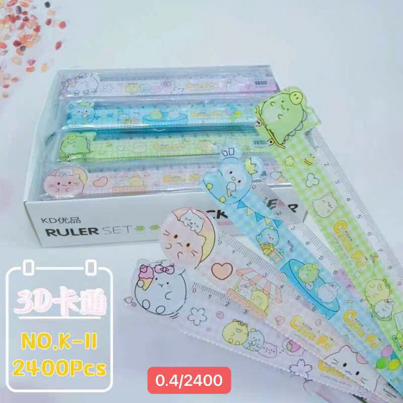 Hộp Thước KD-58 & K-11 = 100 Chiếc 15 cm Hình Cute