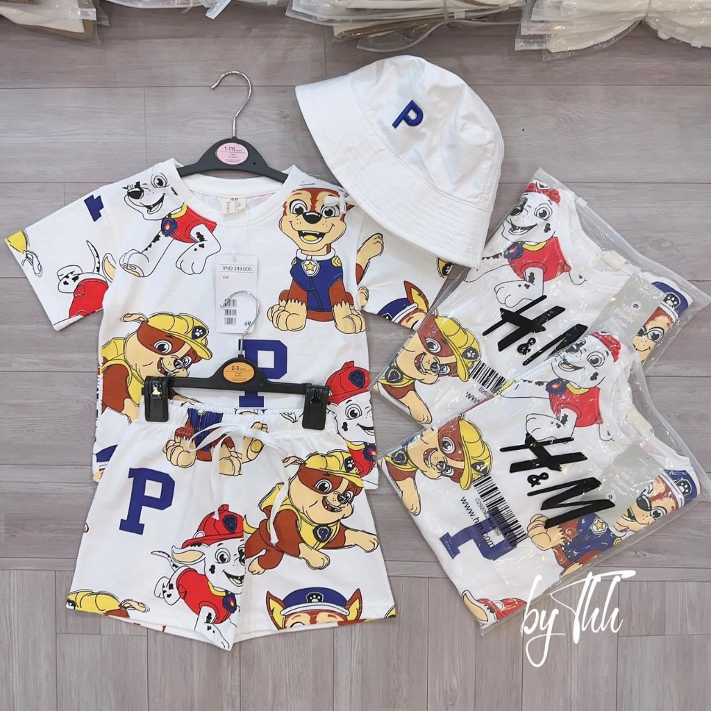 Bộ HM họa tiết hoạt hình đáng yêu chất thun cotton 100% mới nhất cho bé trai và bé gái  SHOP BÔM BÔM KIDS
