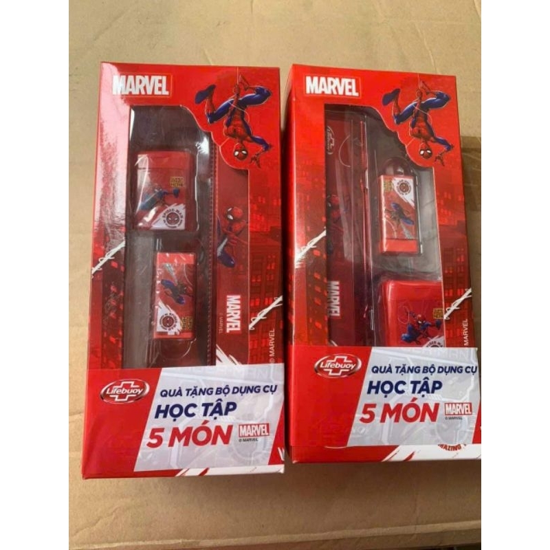 Hộp đựng bút 5 món hình Siêu nhân nhện Spiderman km Lifebuoy
