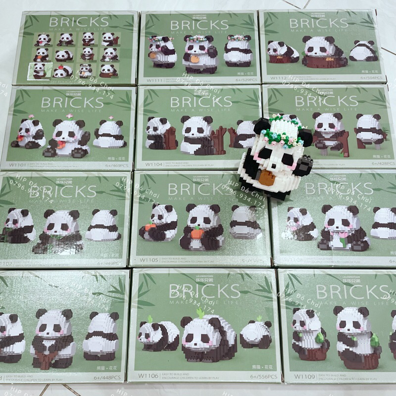 Đồ chơi lắp ráp mô hình gấu trúc Panda HuaHua siêu đáng yêu, mảnh trơn dễ lắp ghép