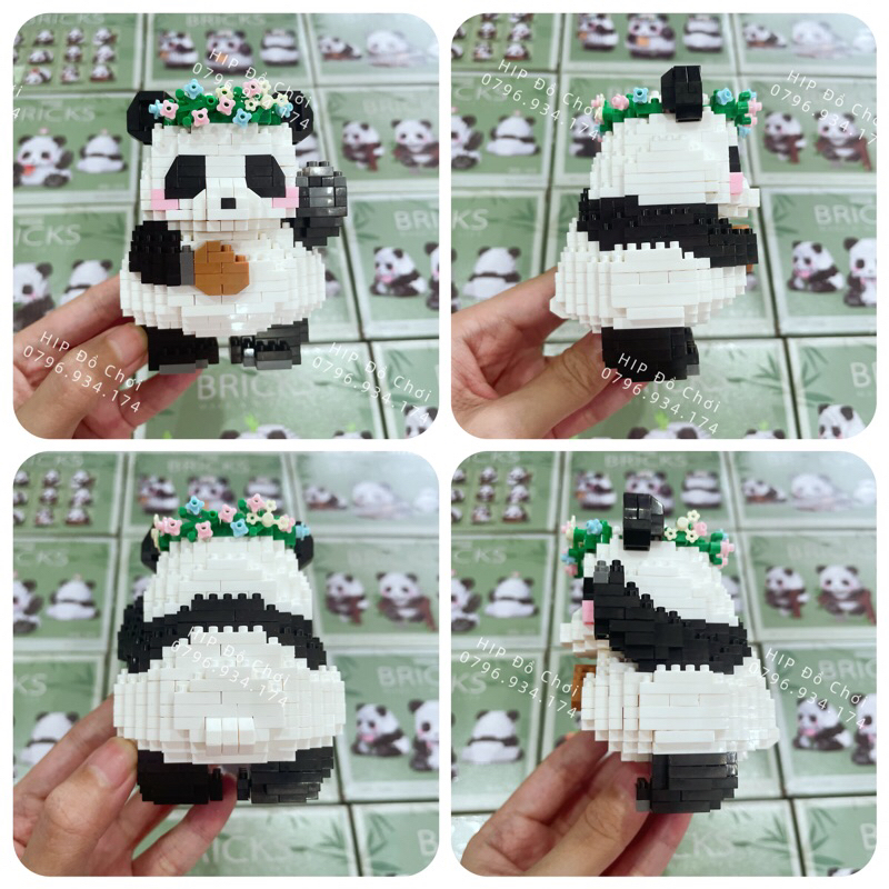 Đồ chơi lắp ráp mô hình gấu trúc Panda HuaHua siêu đáng yêu, mảnh trơn dễ lắp ghép