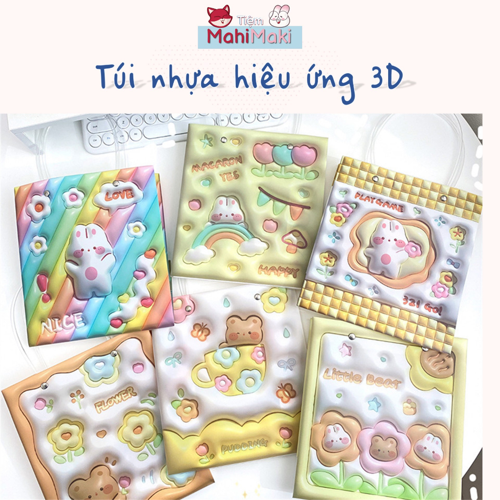 Túi đựng quà có quai, túi nhựa dễ thương 33x19x9cm nhiều mẫu