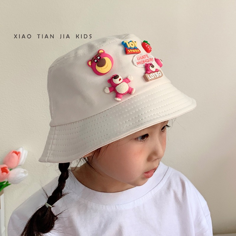 Nón Bucket - Mũ tai bèo cho bé hoạ tiết sticker gấu dâu Lotso siêu cute - THE HOUSE KIDS
