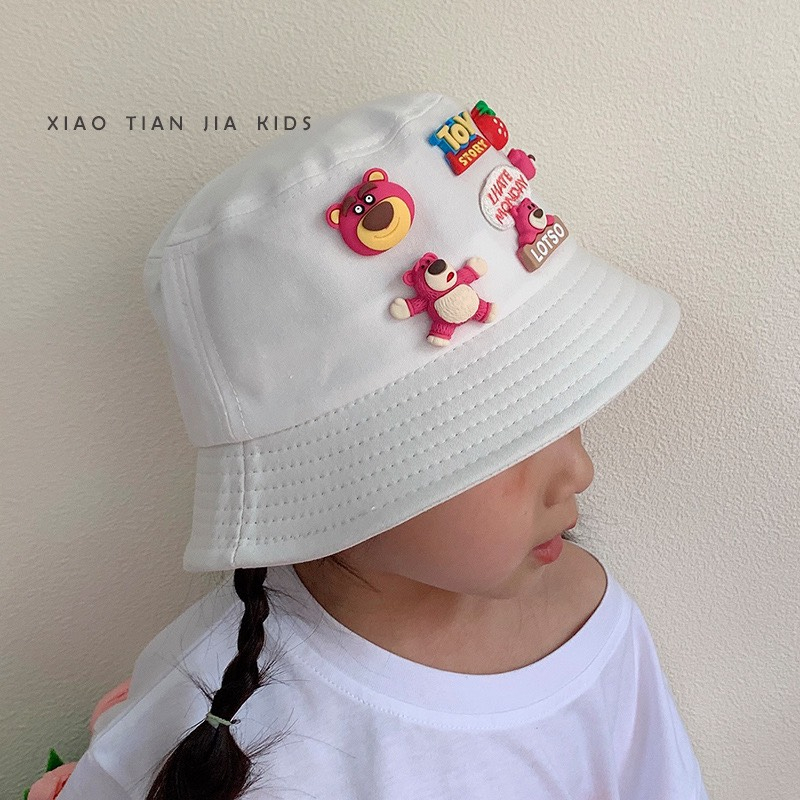 Nón Bucket - Mũ tai bèo cho bé hoạ tiết sticker gấu dâu Lotso siêu cute - THE HOUSE KIDS