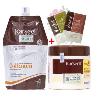 Kem ủ tóc phục hồi siêu mượt Collagen KARSEELL Maca + tặng kèm gội xả gói 15ml*2