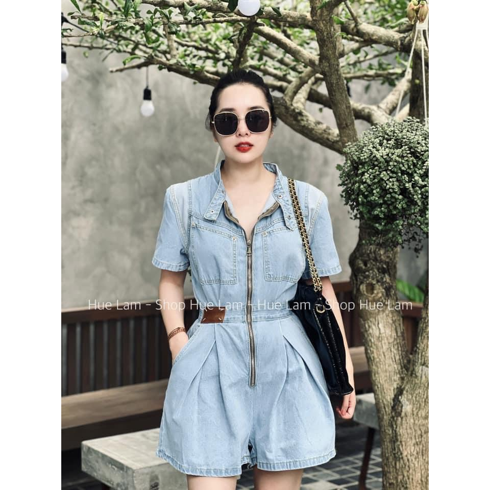 Jum bò denim cổ tàu khoá giữa túi ngực hàng Quảng Châu - Anna.Store
