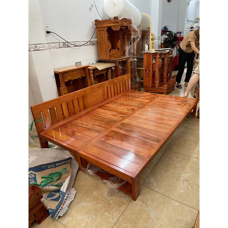 Giường gấp gỗ giàng tự nhiên 1m2x1m9 Giá xưởng