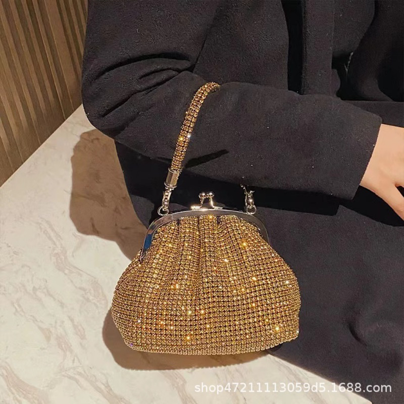 Túi xách đá cao cấp dáng hến quai cài siêu xinh