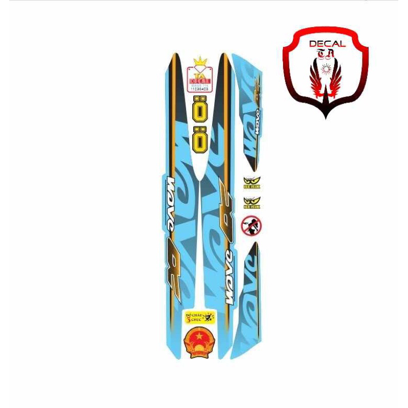 Tem xe WAVE 110mẫu tem chữ to tem chống phai màu