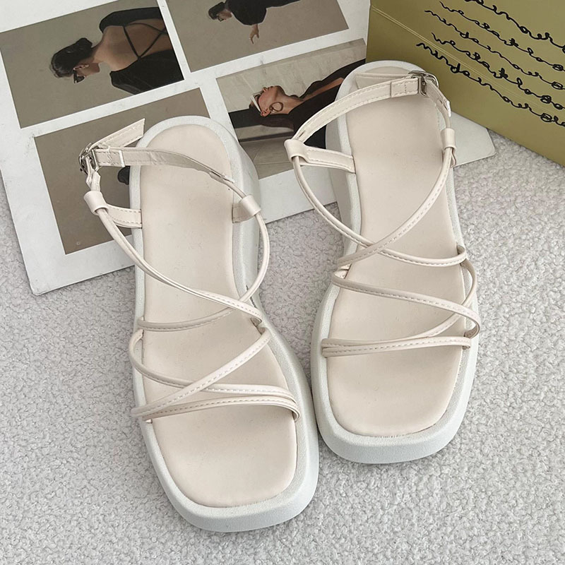 Giày Sandal Nữ Đế Cao Quai Dây Màu Đen Kem Nâu Nhẹ Êm Thời Trang giayBOM GB B2764