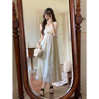 (Order) Đầm váy nữ babydoll hai dây phối len váy ren thô dáng dài váy hai dây nữ hàn quốc hot ulzzang
