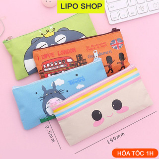 Hộp bút vải canvas nhiều hình cute, Túi đựng bút học sinh