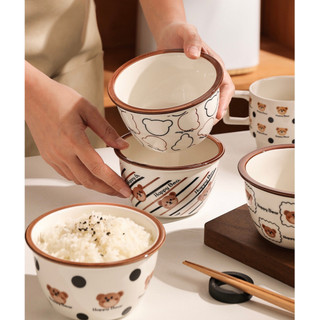 Bát đĩa decor, Chảo nướng có tay cầm, Bát ăn cơm Ăn chè, Chén dĩa dễ thương, Cốc uống nước Cốc sứ decor Sét Gấu nâu Beho