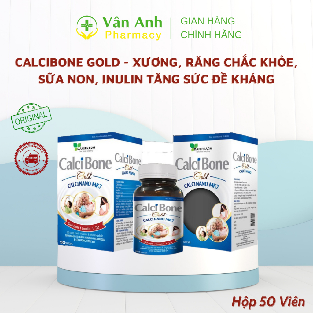 Viên Uống Bổ Sung Canxi Nano Và Vitamin D3 Calcibone Gold, Xương Răng Chắc Khỏe, Sữa Non, Giúp Tăng 