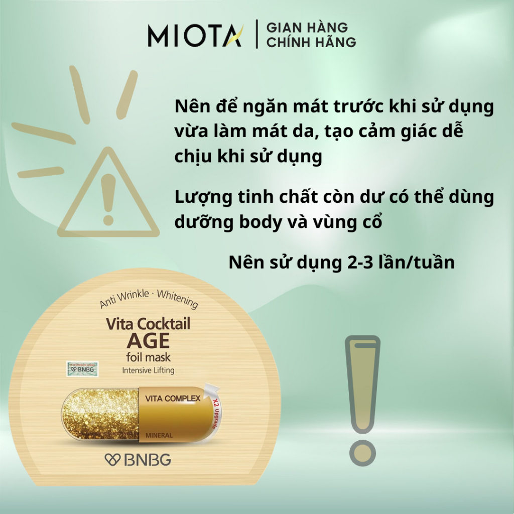 Mặt Nạ Giấy BNBG Vita Cocktail Age Foil Mask Chăm Sóc Da Toàn Diện 30ml