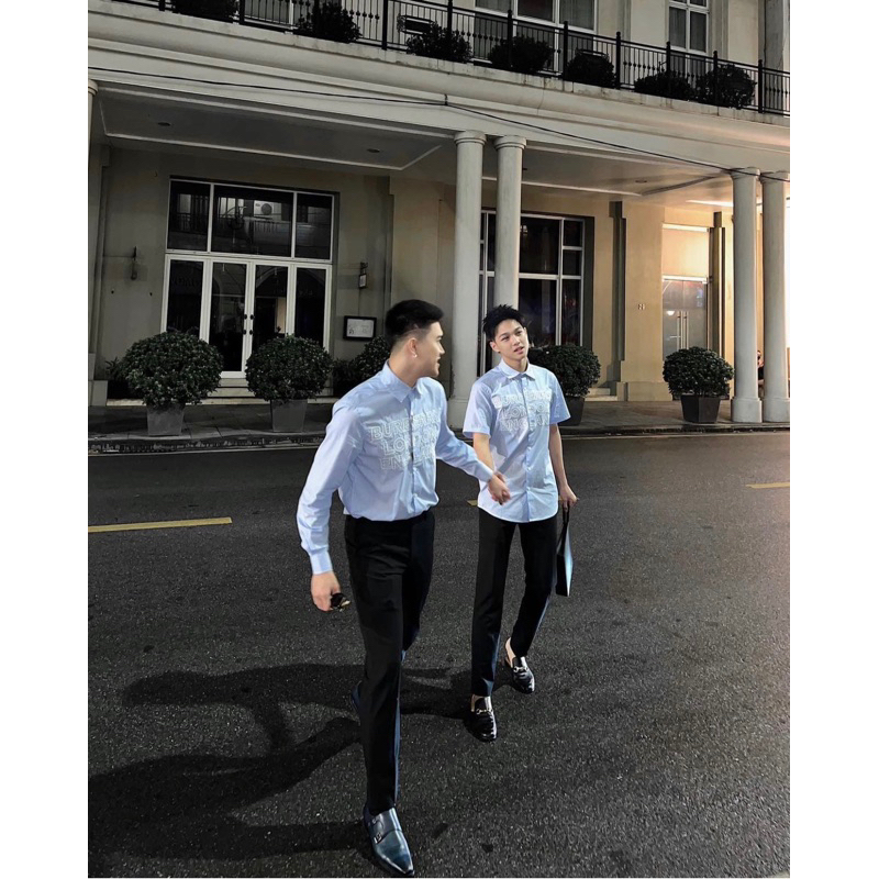 Áo Sơ Mi Bur.berry chữ thêu tay dài , tay ngắn fulltag mac bao zip hãng