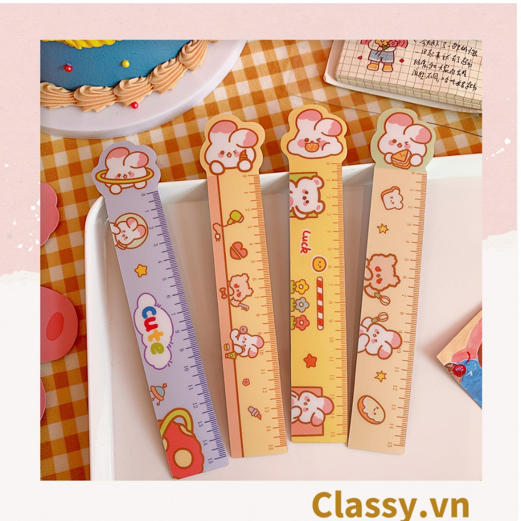 Thước kẻ hoạt hình dài 19 CM, có thể dùng làm thước kẻ, đánh dấu trang sách họa tiết trái cây hỗn hợp PK1645