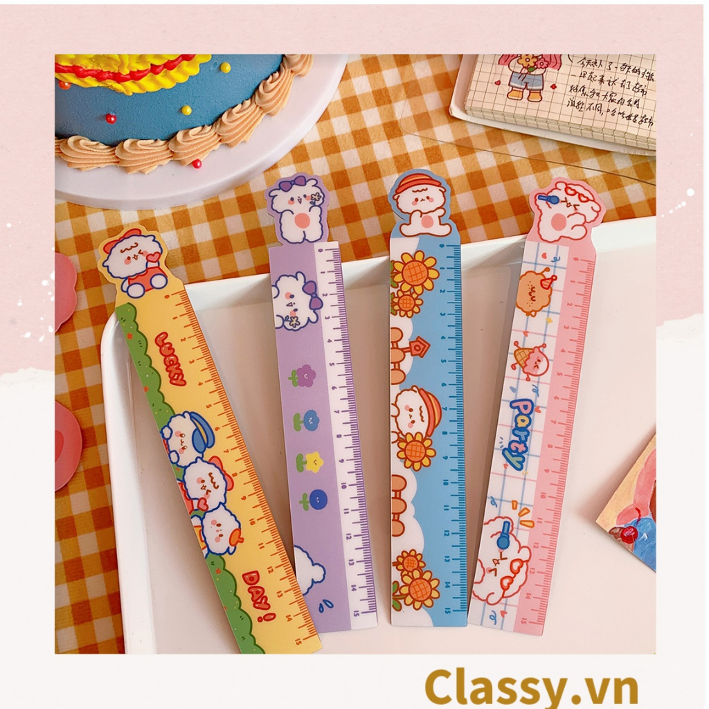 Thước kẻ hoạt hình dài 19 CM, có thể dùng làm thước kẻ, đánh dấu trang sách họa tiết trái cây hỗn hợp PK1645