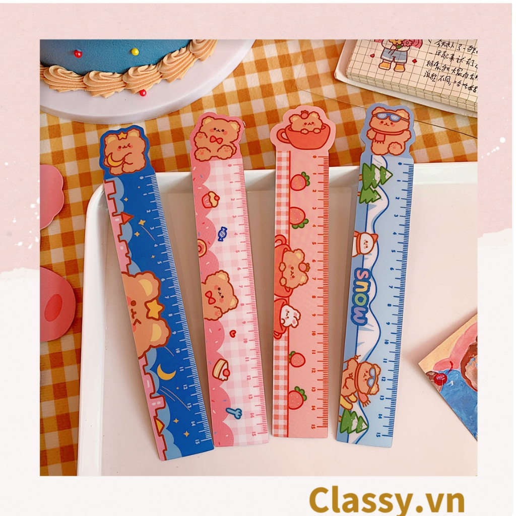 Thước kẻ hoạt hình dài 19 CM, có thể dùng làm thước kẻ, đánh dấu trang sách họa tiết trái cây hỗn hợp PK1645