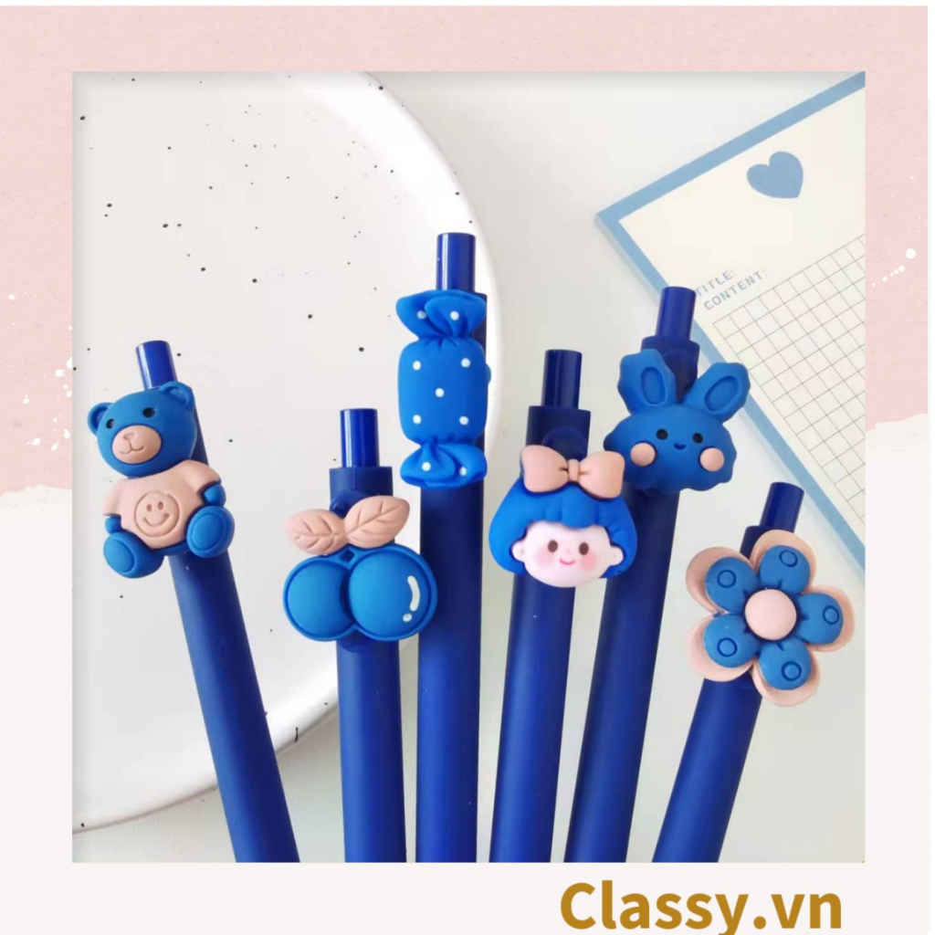 Bút bi Classy bấm gắn hình nổi búp bê, thỏ, gấu dâu các loại màu sắc rực rỡ PK1656