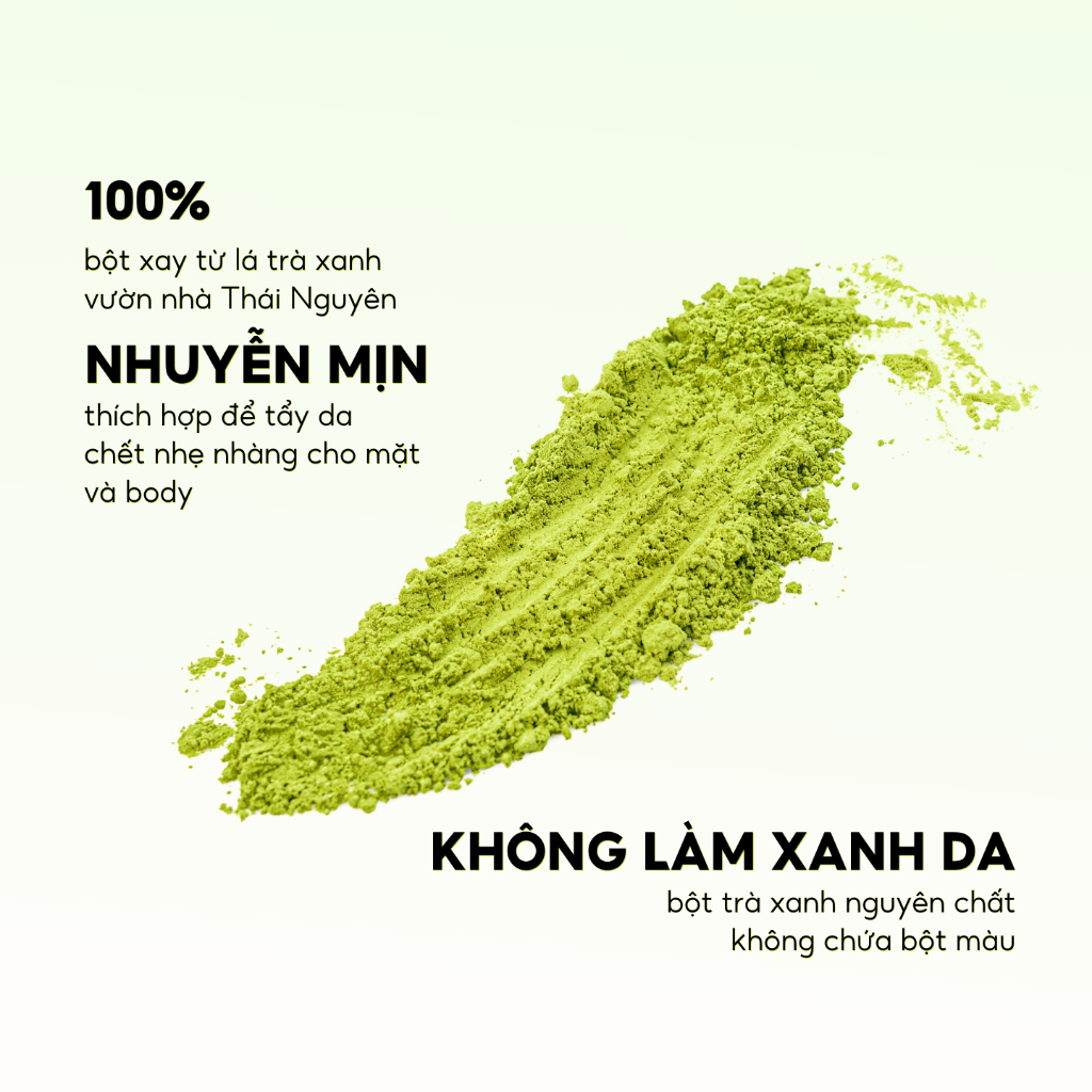 Bột trà xanh Thái Nguyên đắp mặt dưỡng sáng da mờ thâm an toàn dịu nhẹ