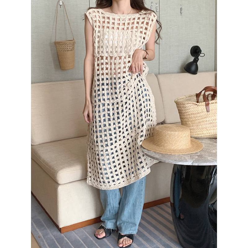 𝐊𝐧𝐢𝐭 𝐃𝐫𝐞𝐬𝐬 - Đầm lưới dáng midi