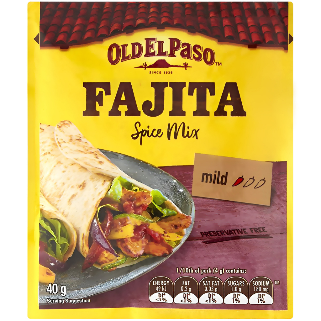 Gia Vị Fajita Cay Nhẹ Old El Paso Fajita Spice Mix Mild, Túi 40g