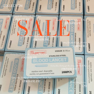 Kim nặn mụn chích máu Blood Lancets hộp 200 Kim - Kim lễ mụn dùng 1 lần
